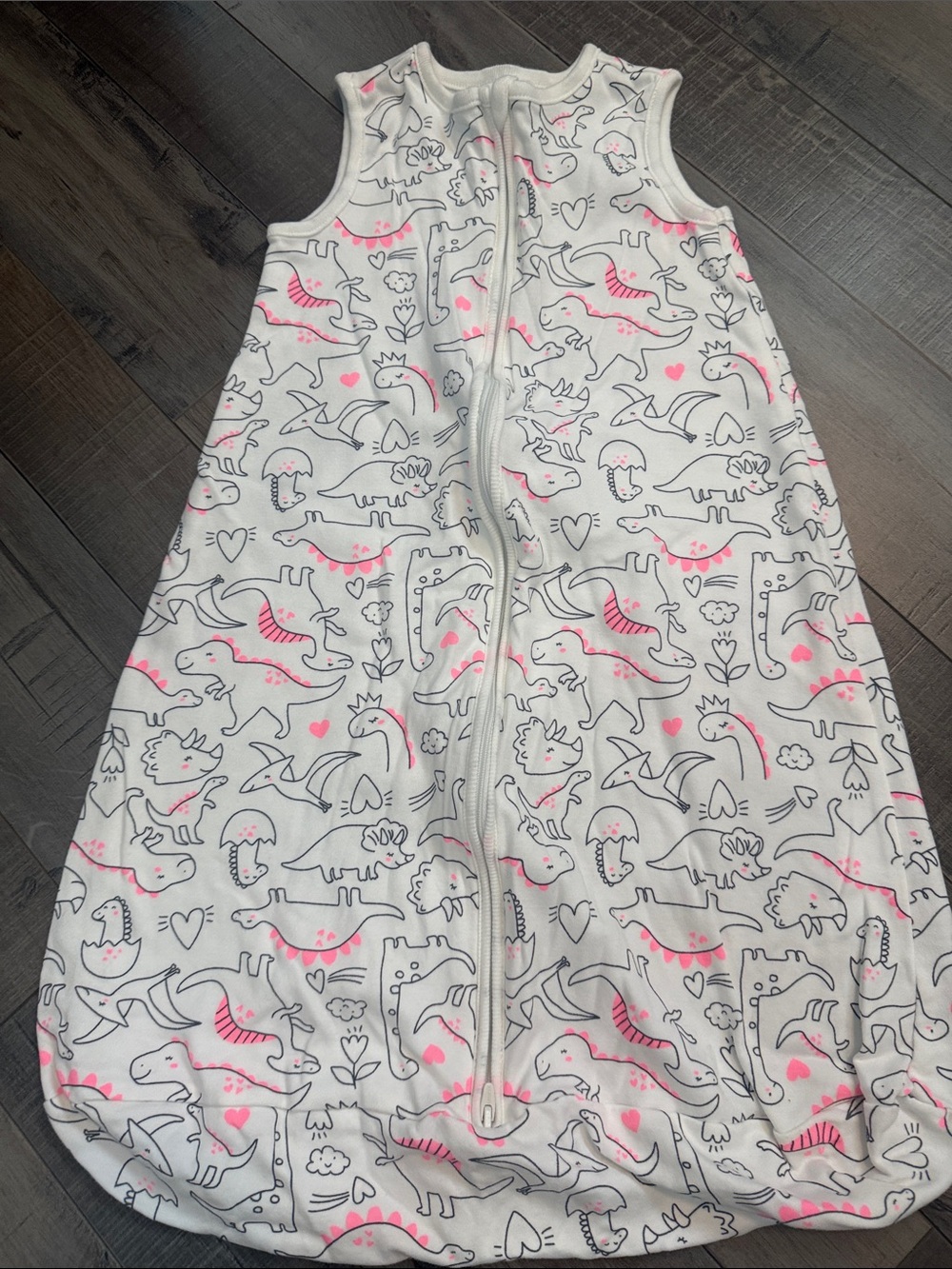 Carter's White Sleep Sack with Pink Dinosaur Print